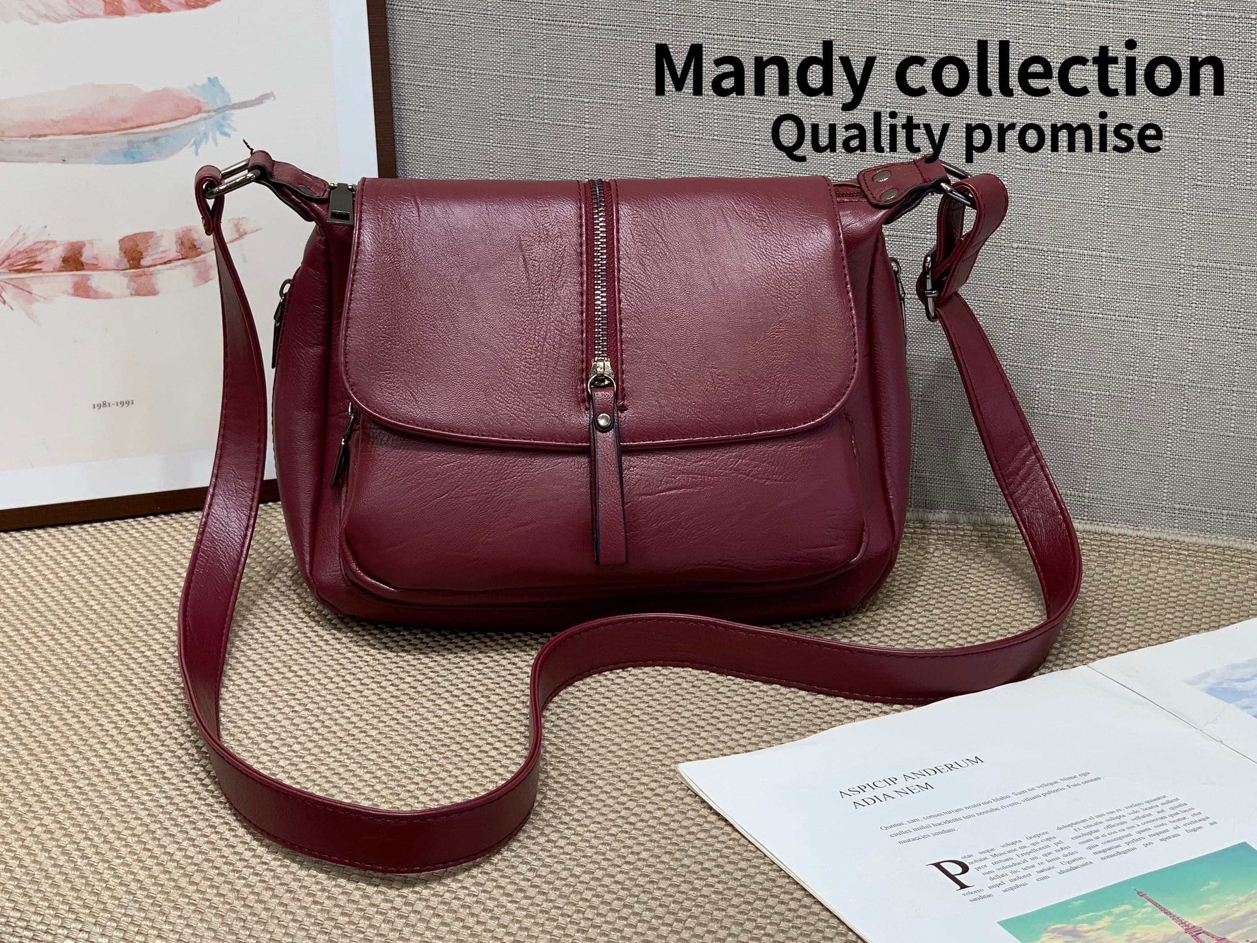 Mandy Collection Women's Faux Leather Crossbody Bag